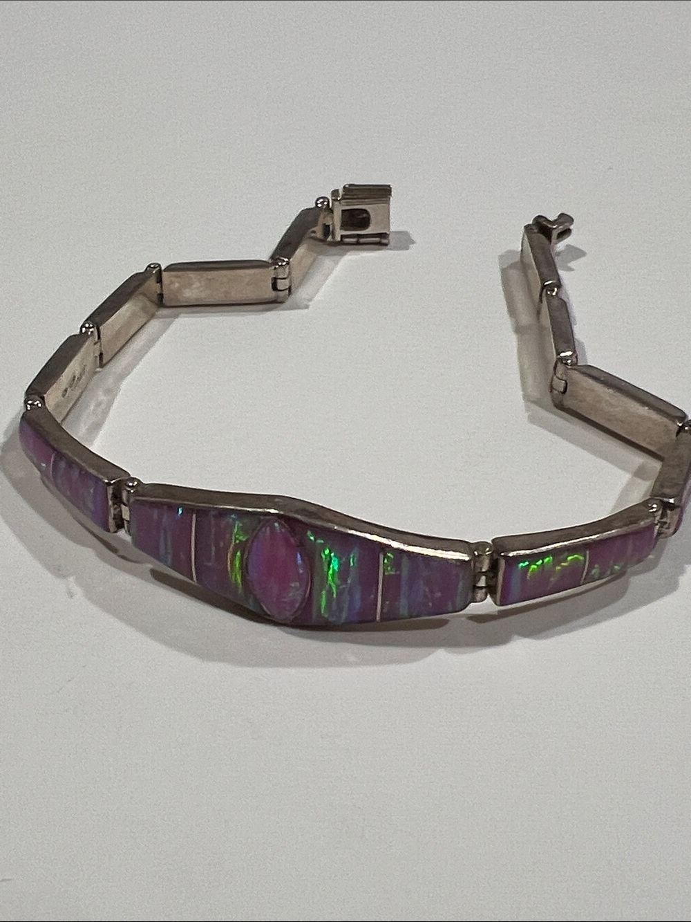 Sterling Silver Purple Opal Inlay Bracelet - Women Jewelry
